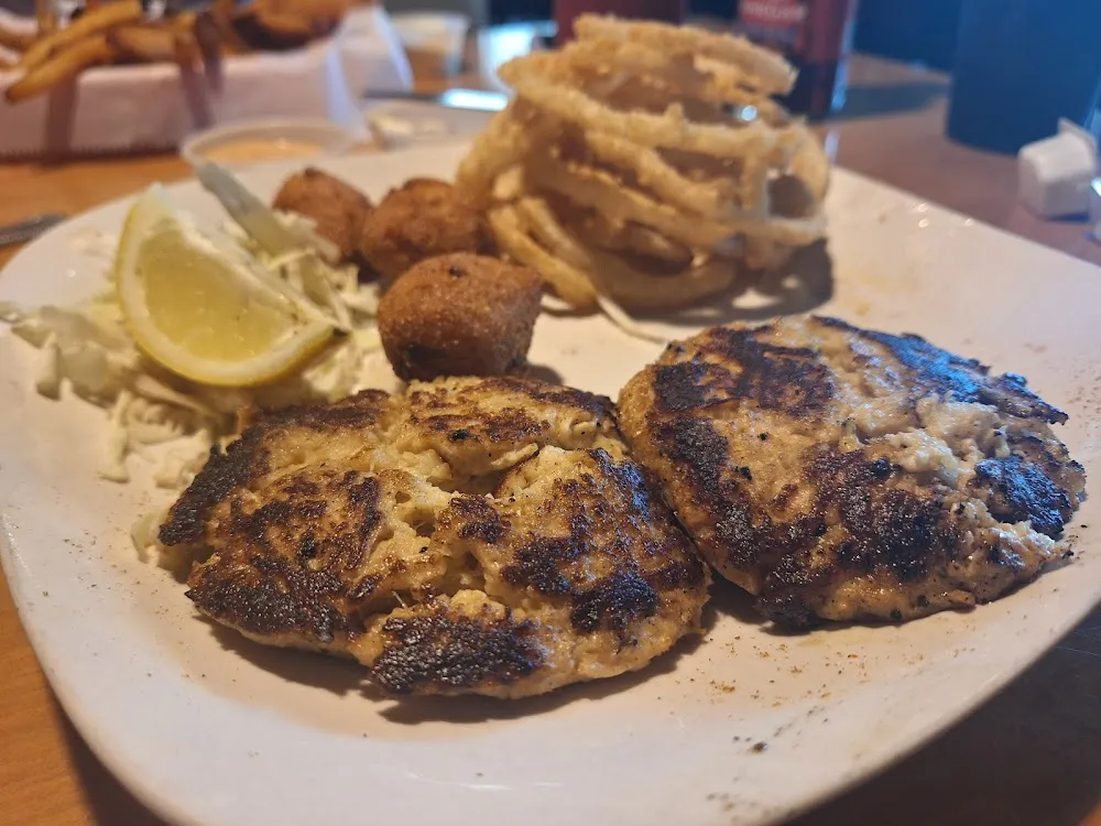 Crab Cakes and Onion Rings